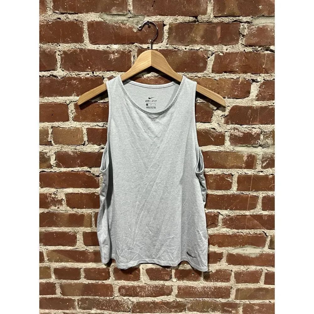 Nike Mens Gray Sleeveless Athletic Work Out Tank Top Size Medium Dri-Fit